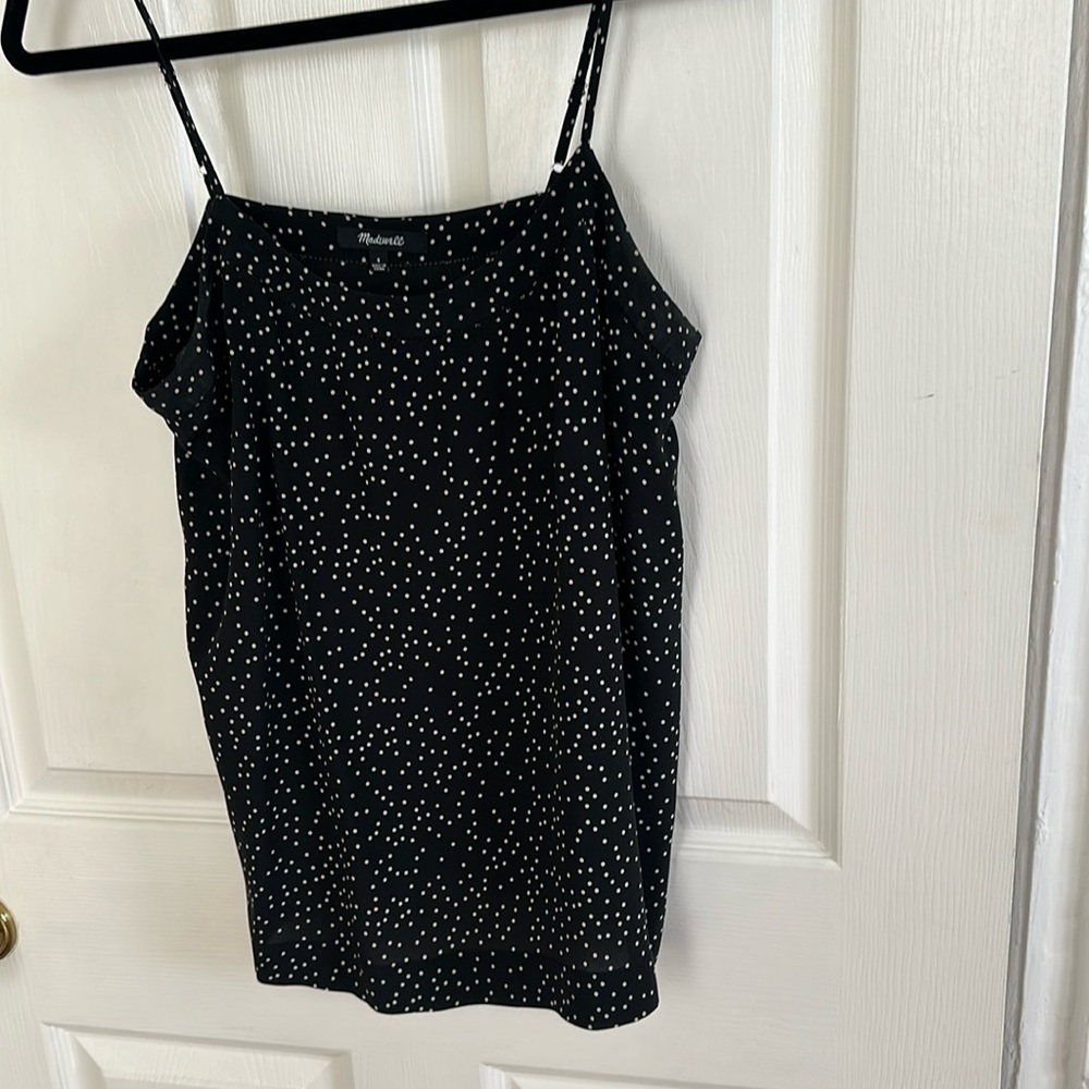 Madewell 100% silk black and white polka dot top Sz4